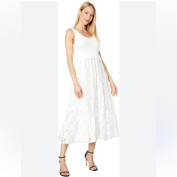 En Saison Midi Long Off White Sleeveless Wedding Party Dress Size S Floral - Picture 2 of 12